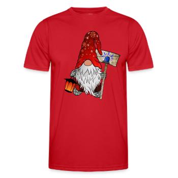 Blue Light Gnome Christmas Gnome - Men's Functional T-Shirt - red - Front - AI Model Male 178 dark (178cm)