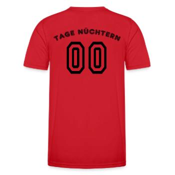 Tage nüchtern - Männer Funktions-T-Shirt - Rot - Hinten - AI Model Male 178 dark (178cm)