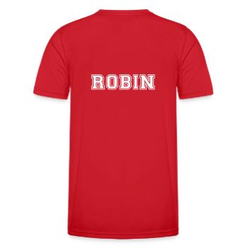 robin - Men's Functional T-Shirt - red - Back - AI Model Male 178 dark (178cm)