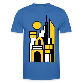 Abstraktes Stadtbild in Gelb Schwarz - Männer Funktions-T-Shirt - Königsblau - Vorne - AI Model Male 178 dark (178cm)