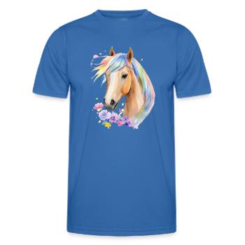 Cheval à crinière arc-en-ciel - T-shirt sport Homme - bleu roi - Devant - AI Model Male 178 dark (178cm)