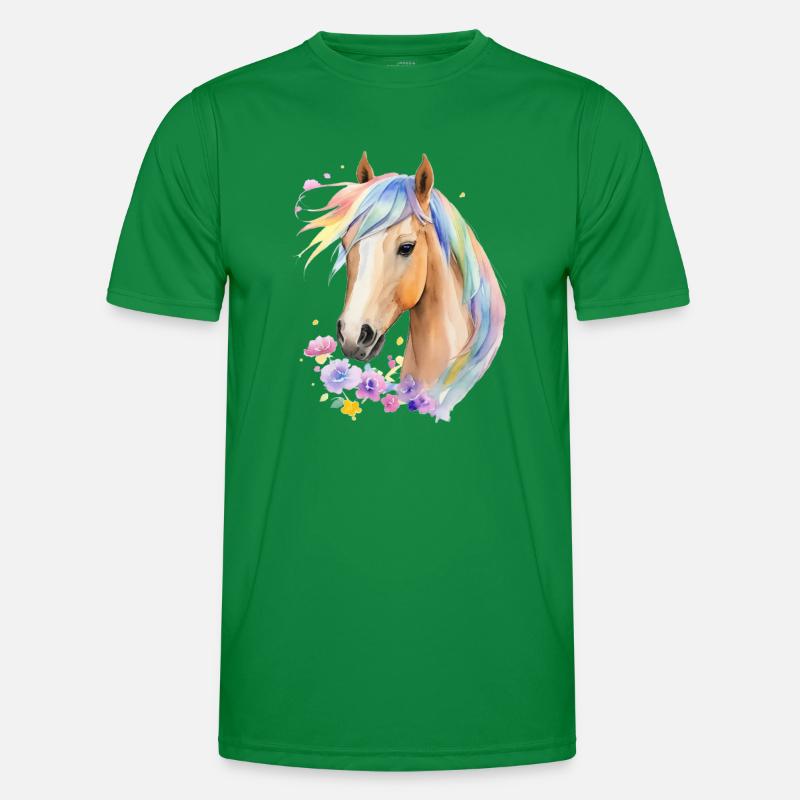 Pferd mit Regenbogenmähne Männer Funktions-T-Shirt