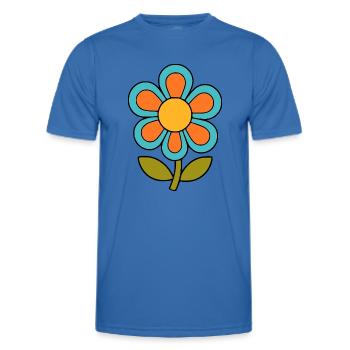 70s flower pattern retro flowerpower - Men's Functional T-Shirt - royal blue - Front - AI Model Male 178 dark (178cm)