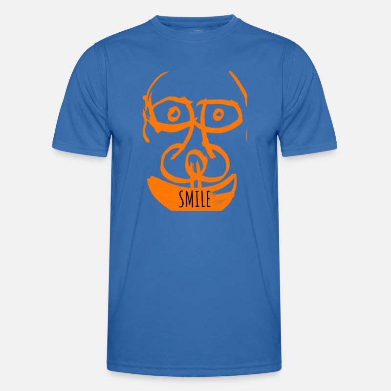Orange Laughing Face Pattern - Men's Functional T-Shirt - royal blue
