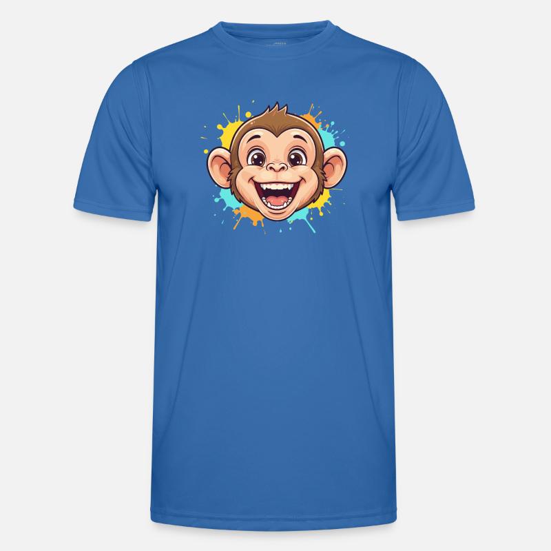 Cheerful monkey with paint splashes - Men's Functional T-Shirt - royal blue