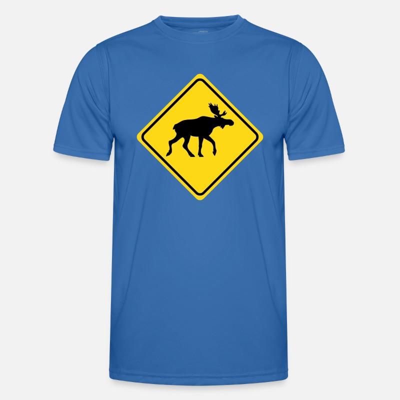 Warning - Moose - 2 Color Vector Men's Functional T-Shirt