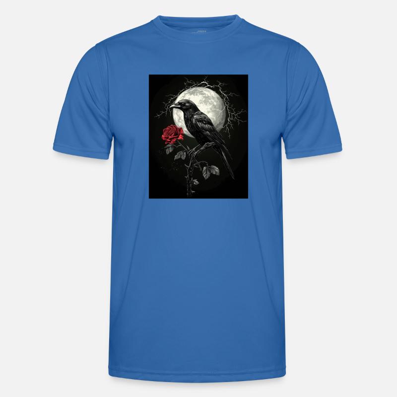 Rabe Rose Mond Düster Gothic Schwarze Krähe Männer Funktions-T-Shirt