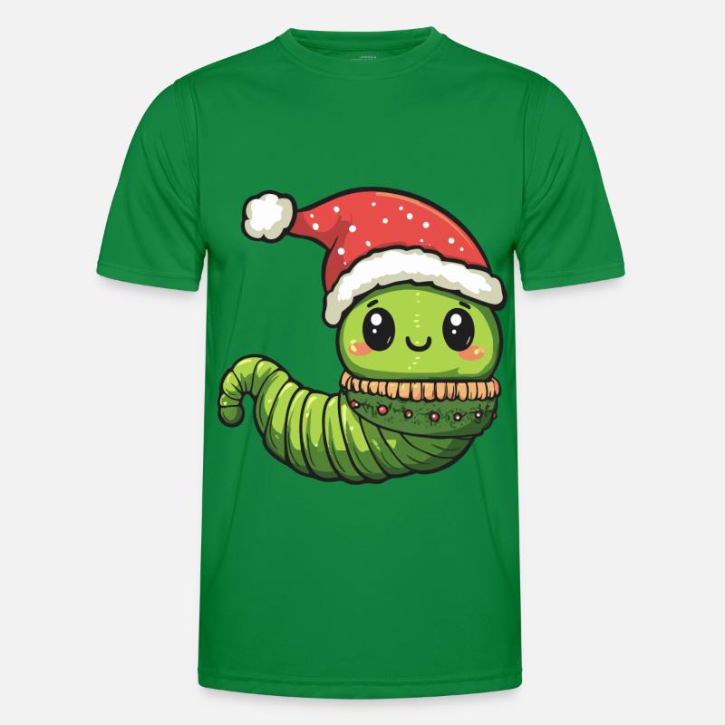 Worm Christmas Comic - Men's Functional T-Shirt - kelly green