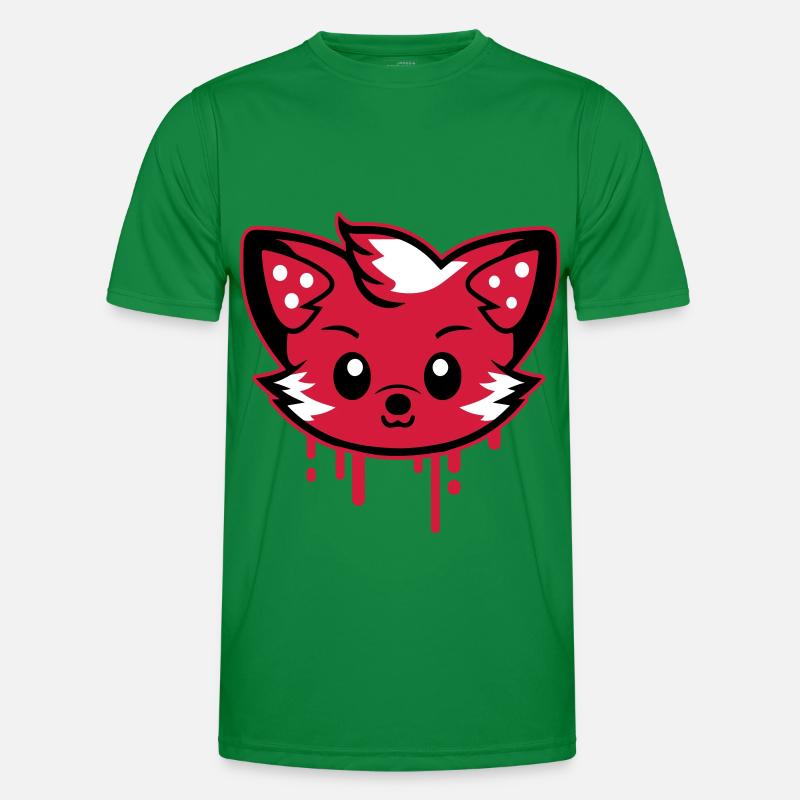 Fuchs Kopf Comic Niedlich - Männer Funktions-T-Shirt - Kelly Green