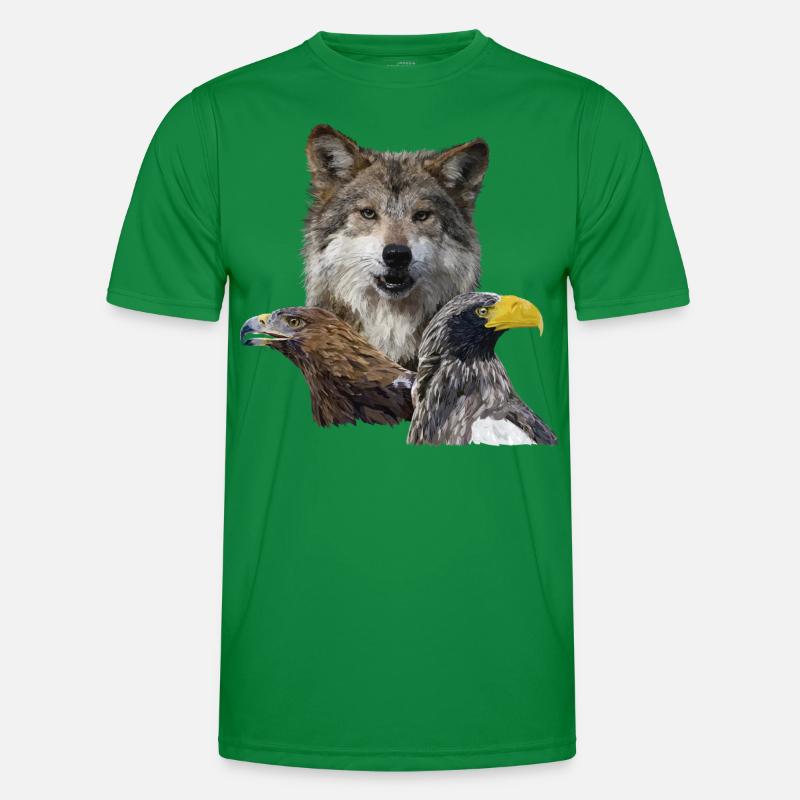 Wolf and Eagles - Men's Functional T-Shirt - kelly green