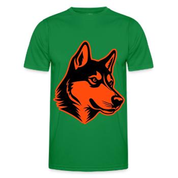 Tête de chien husky - T-shirt sport Homme - vert - Devant - AI Model Male 178 dark (178cm)