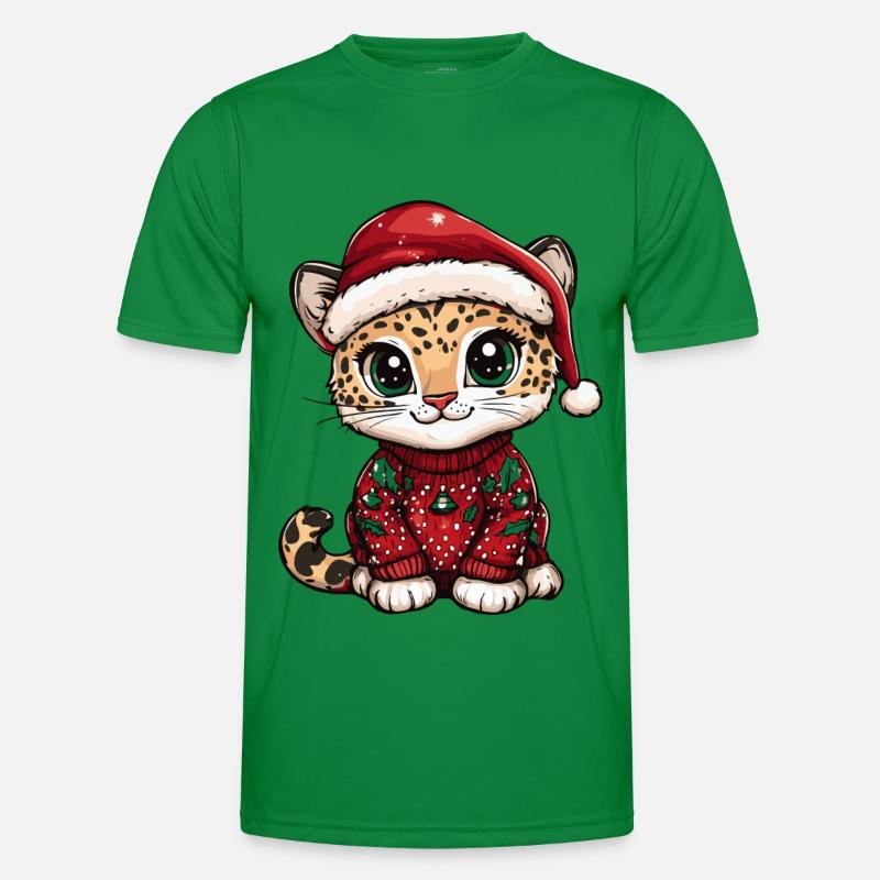 Leopard Christmas Comic - Men's Functional T-Shirt - kelly green