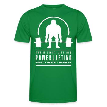 Powerlifting Deadlift | Train Light Lift Big | Gym - Men's Functional T-Shirt - kelly green - Front - AI Model Male 178 dark (178cm)