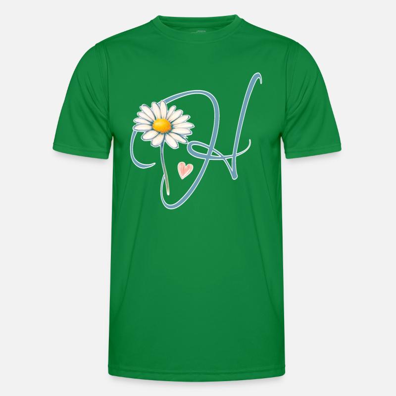 Buchstabe H Gänseblümchen Herz - Männer Funktions-T-Shirt - Kelly Green