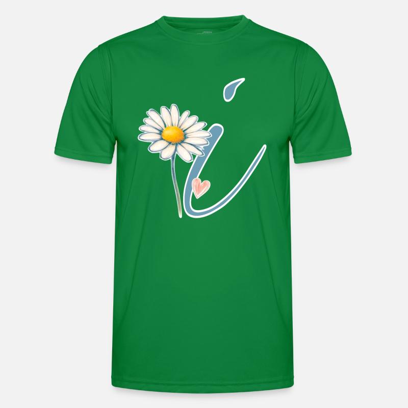Buchstabe i Gänseblümchen Herz - Männer Funktions-T-Shirt - Kelly Green