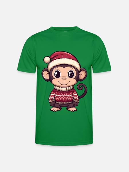 Monkey Christmas Comic - Men's Functional T-Shirt - kelly green