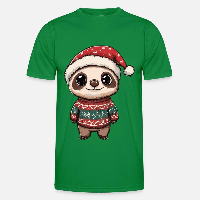 Sloth Christmas Comic - Men's Functional T-Shirt - kelly green
