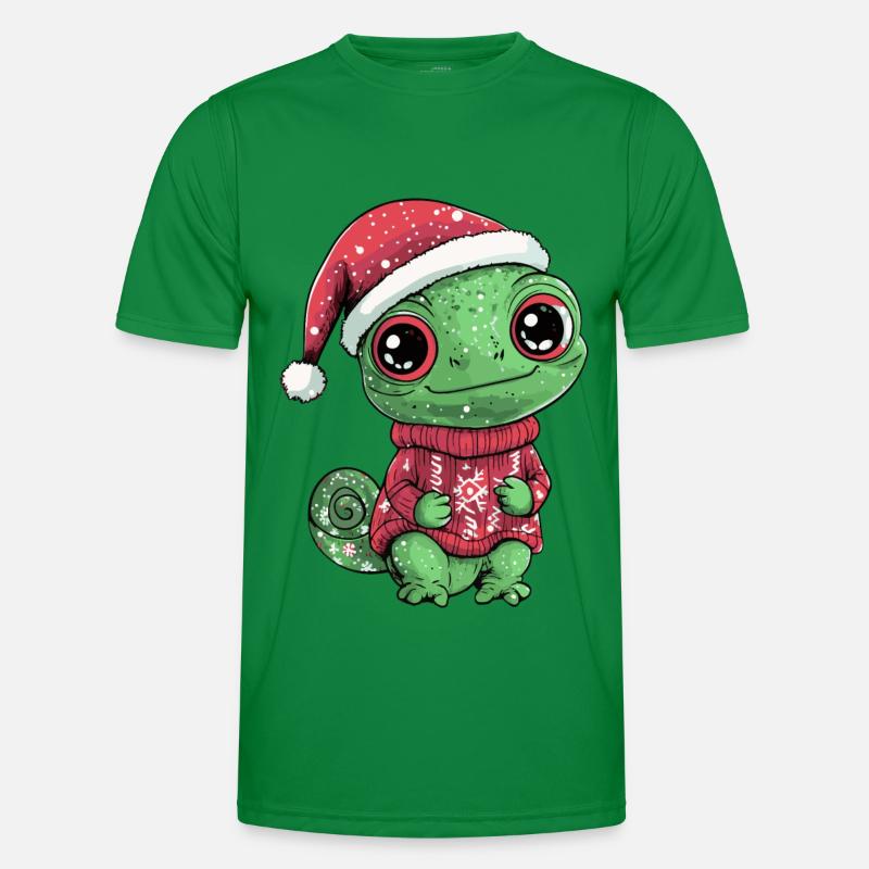 Chameleon Christmas Comic - Men's Functional T-Shirt - kelly green