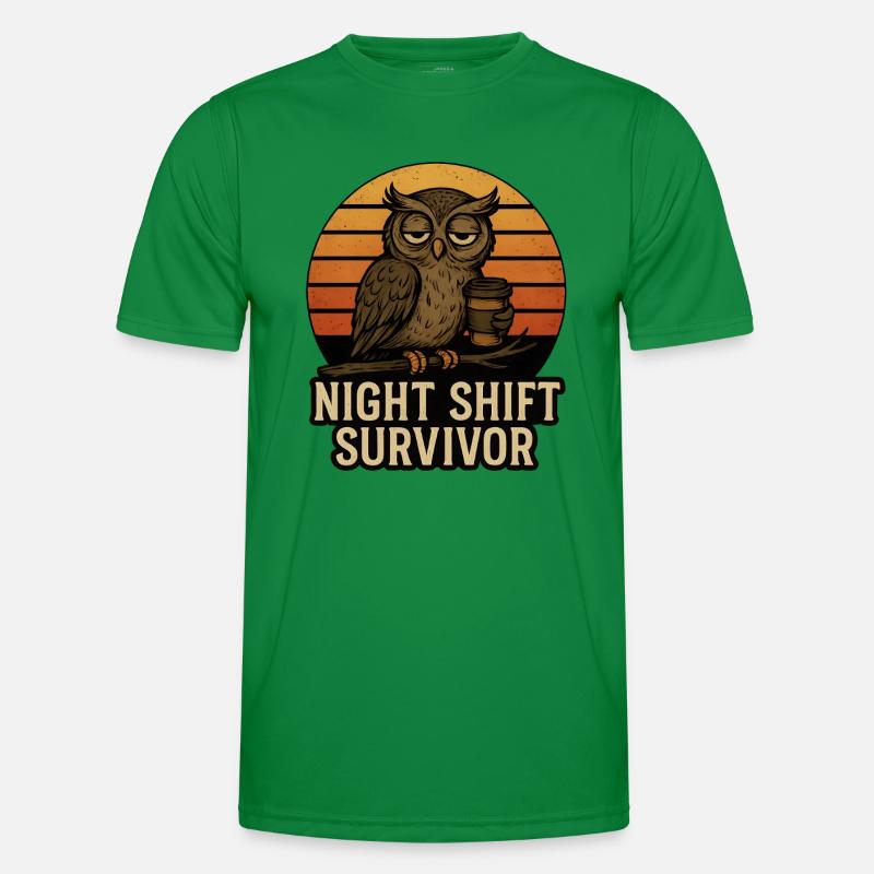 Übernächtigte Eule - Night Shift Survivor - Männer Funktions-T-Shirt - Kelly Green