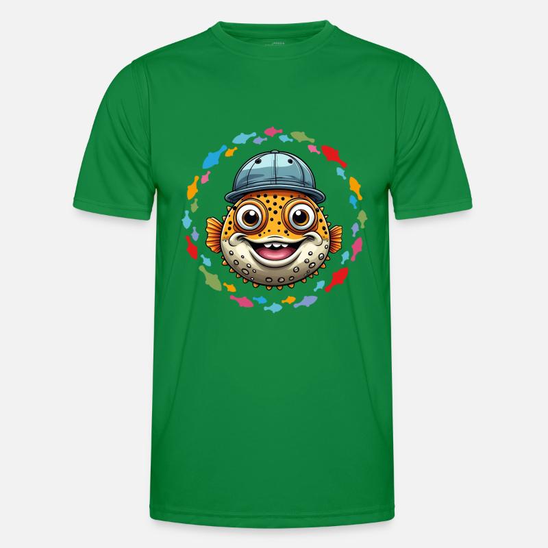 Cooler Kugelfisch mit Basecap - Männer Funktions-T-Shirt - Kelly Green
