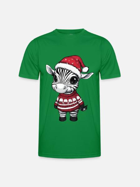 Zebra Christmas Comic - Men's Functional T-Shirt - kelly green
