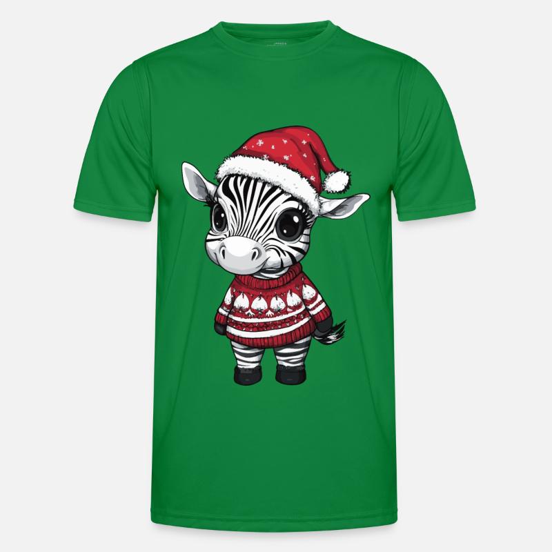 Zebra Christmas Comic - Men's Functional T-Shirt - kelly green
