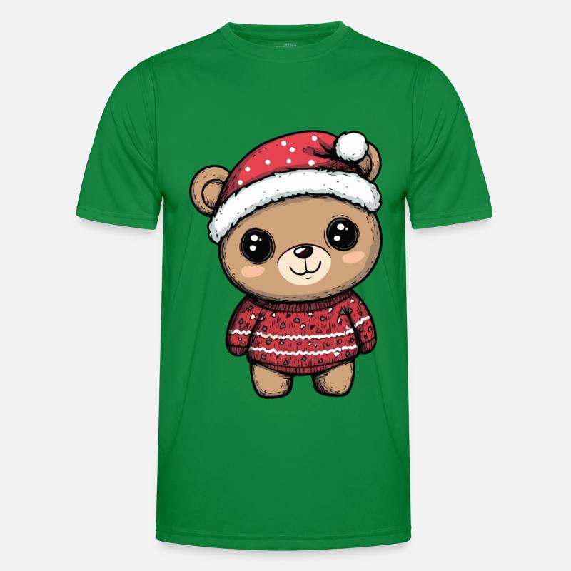 Bär Weihnachten Comic - Männer Funktions-T-Shirt - Kelly Green