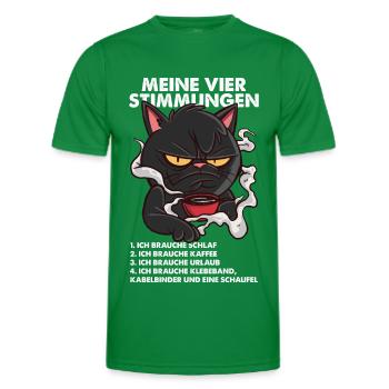 Lustige Katze Stimmung Kaffee Büro Geschenk Fun - Männer Funktions-T-Shirt - Kelly Green - Vorne - AI Model Male 178 dark (178cm)