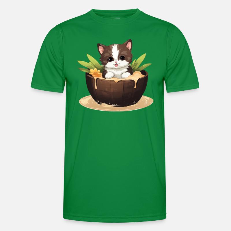 Chat avec noix de , design d’été mignon T-shirt sport Homme