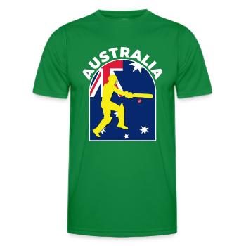 Australia Cricket Batsman Australia Flag - Men's Functional T-Shirt - kelly green - Front - AI Model Male 178 dark (178cm)