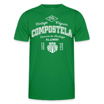 The vintage Pilgrim Compostela Alumni - Men's Functional T-Shirt - kelly green - Front - AI Model Male 178 dark (178cm)