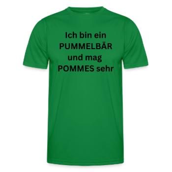 Ich bin ein Pummelbär und mag Pommes sehr - Spruch - Männer Funktions-T-Shirt - Kelly Green - Vorne - AI Model Male 178 dark (178cm)