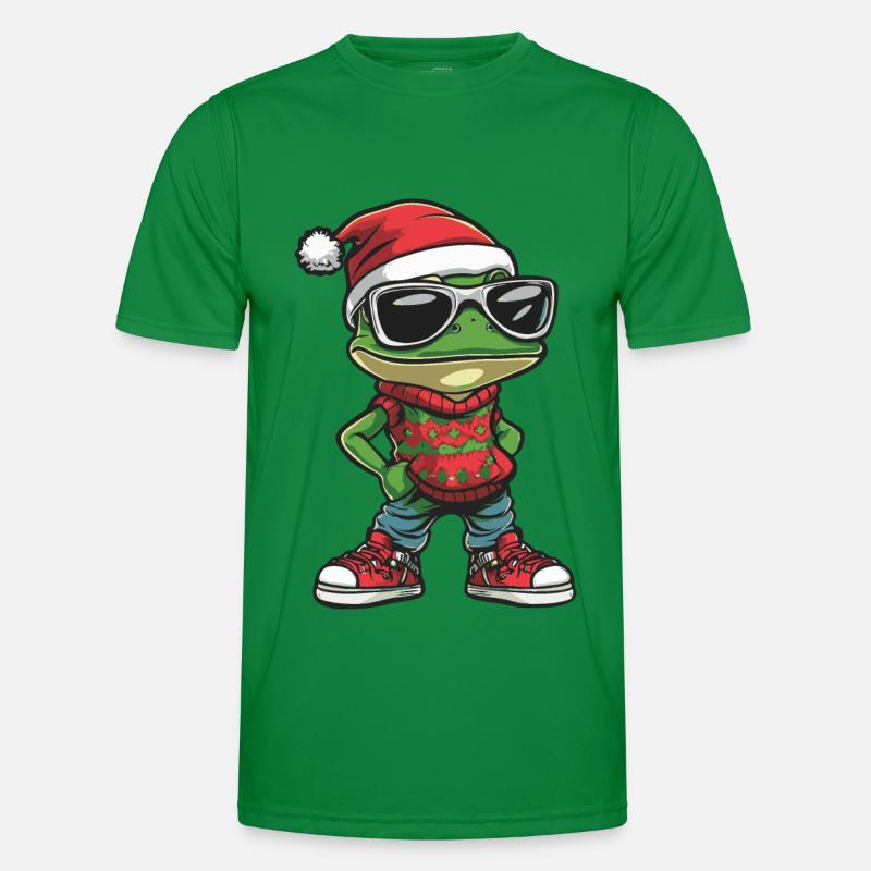 Frosch Weihnachten Comic Cool Männer Funktions-T-Shirt