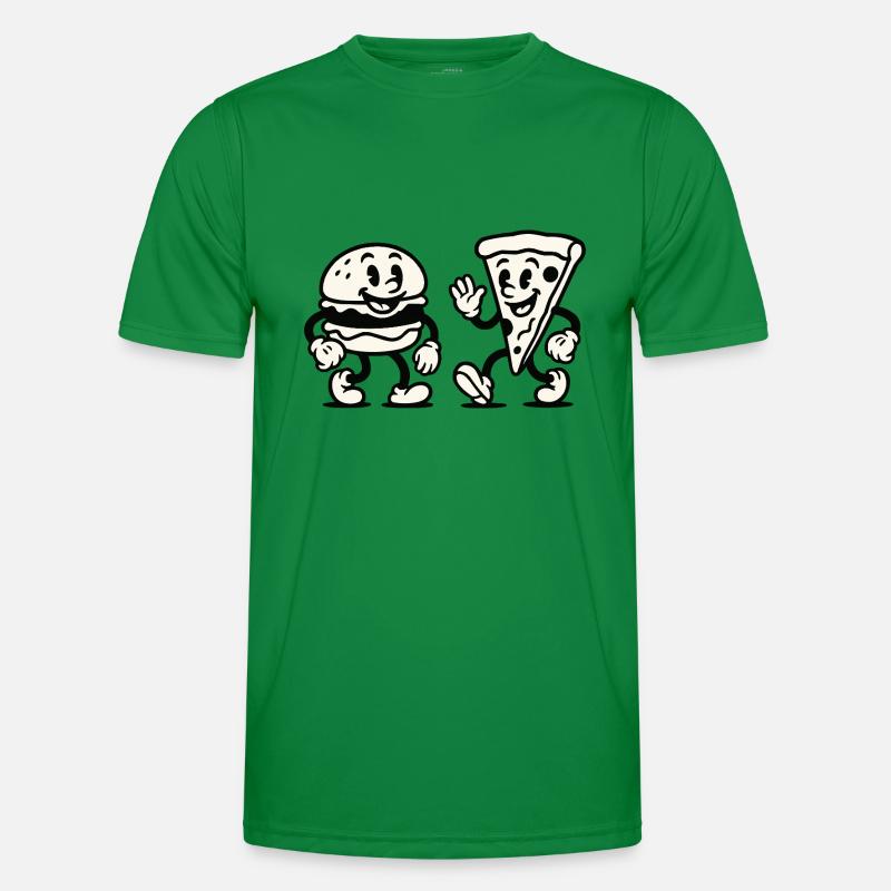 burger pizza comic - Männer Funktions-T-Shirt - Kelly Green