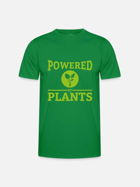 Powered by plants Geschenk Vegan Spruch - Männer Funktions-T-Shirt - Kelly Green