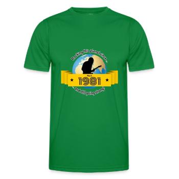 44. Geburtstag Rocking this planet since 03/1981 - Männer Funktions-T-Shirt - Kelly Green - Vorne - AI Model Male 178 dark (178cm)