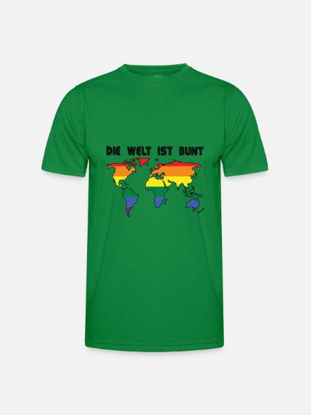 Welt ist bunt LGBT Spruch Geschenk Pride Rechte - Männer Funktions-T-Shirt - Kelly Green