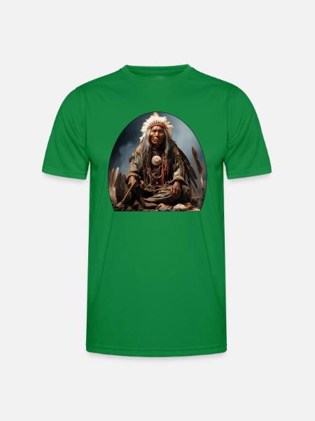 Indianerhäuptling mit Federschmuck - Männer Funktions-T-Shirt - Kelly Green