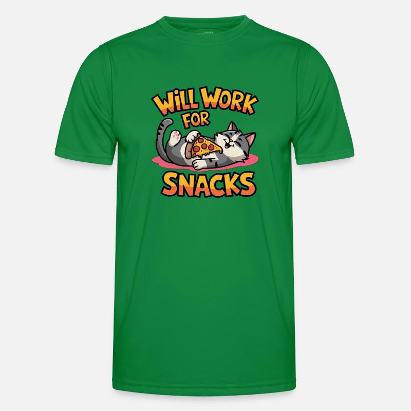 Fonctionnera pour les collations - Drôle de chat avec pizza T-shirt sport Homme