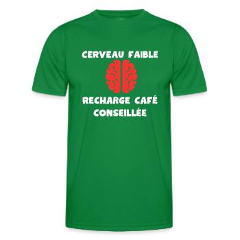 Cerveau faible, recharge café conseillée - T-shirt sport Homme - vert - Devant - AI Model Male 178 dark (178cm)