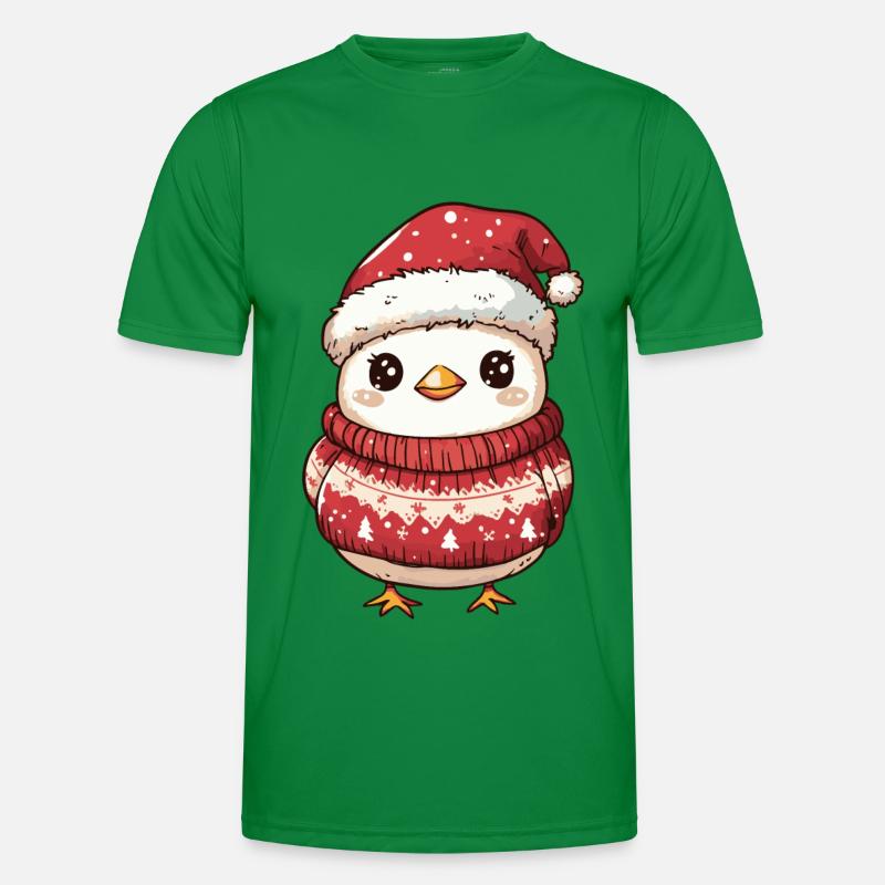 Chicken Christmas Comic - Men's Functional T-Shirt - kelly green