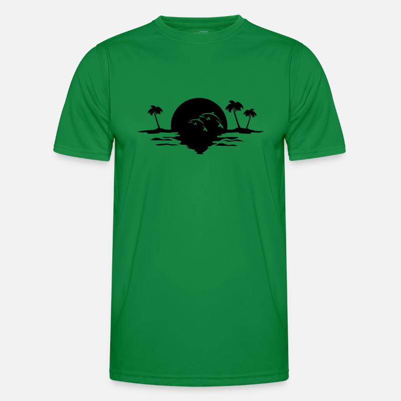 sunset dolphins - Men's Functional T-Shirt - kelly green