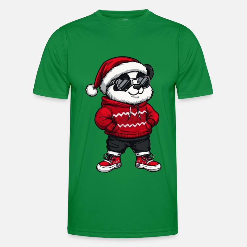 Panda Christmas Comic Cool Men's Functional T-Shirt