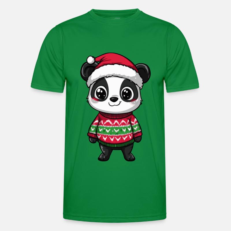 Panda Christmas Comic - Men's Functional T-Shirt - kelly green