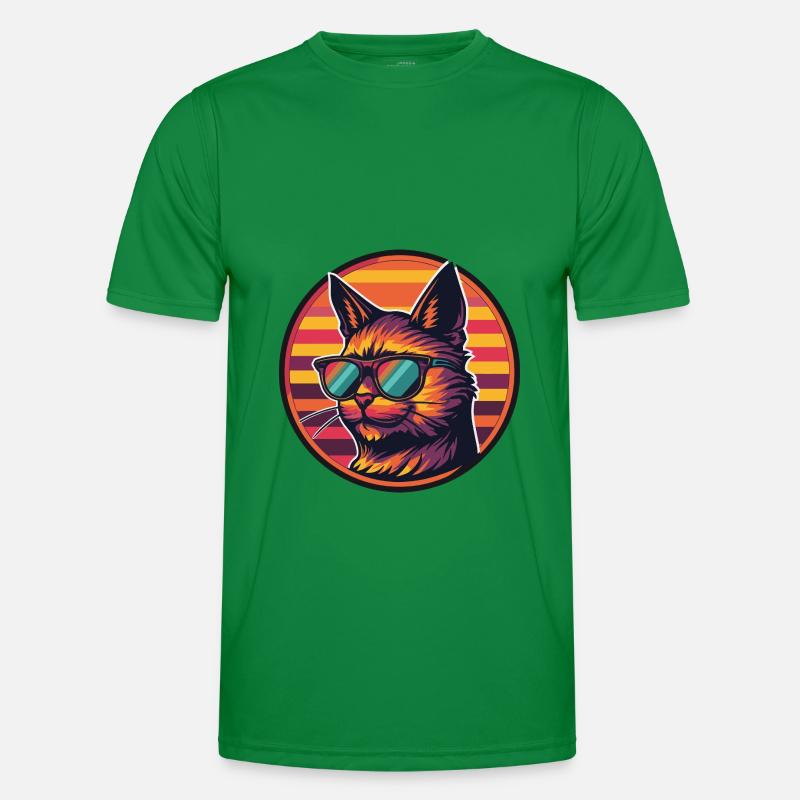 Katze Comic Cool Sommer - Männer Funktions-T-Shirt - Kelly Green