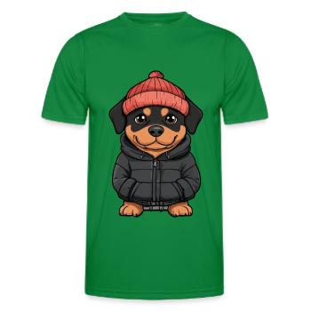Rottweiler Hund Winter - Männer Funktions-T-Shirt - Kelly Green - Vorne - AI Model Male 178 dark (178cm)