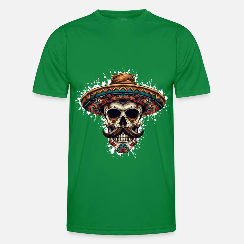 Mexican Skull - Men's Functional T-Shirt - kelly green