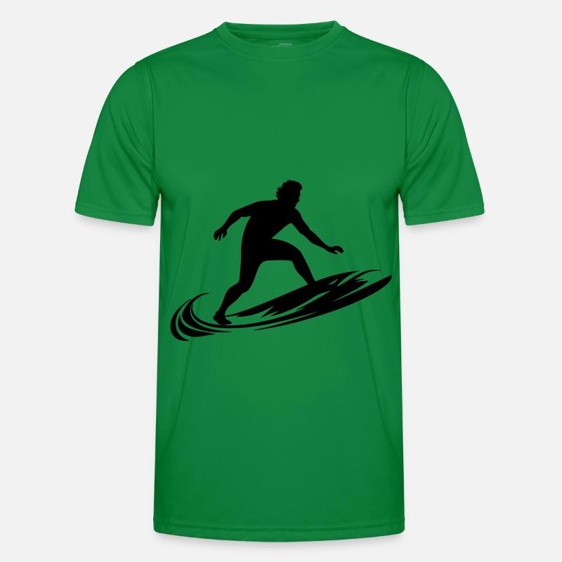 Surfer Mann Silhouette - Männer Funktions-T-Shirt - Kelly Green