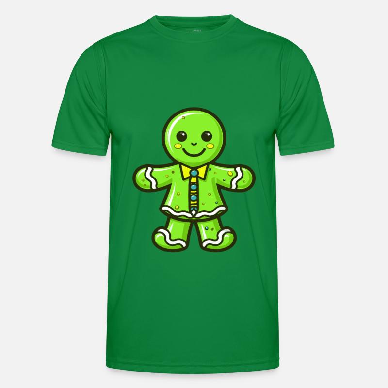 Gingerbread Man Biscuit Christmas Baking - Men's Functional T-Shirt - kelly green