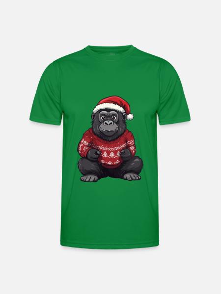 Gorilla Christmas Comic - Men's Functional T-Shirt - kelly green